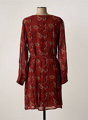 Robe mi-longue imprimé fleurs manches longues marron AGATHE & LOUISE femme