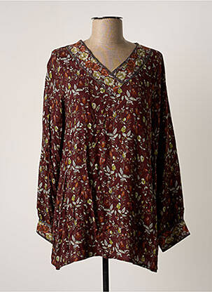 Tunique manches longues tissage crêpe marron AGATHE & LOUISE femme