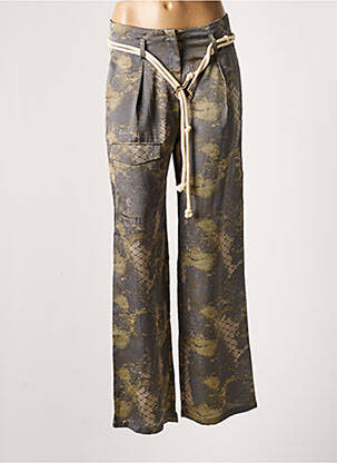 Pantalon large taille à pinces taille haute gris NÜ femme