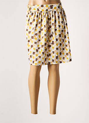 Jupe mi-longue taille haute jaune LA FEE MARABOUTEE femme