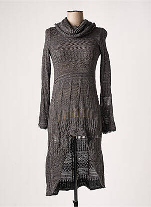 Robe pull stretch manches longues gris MYTI femme