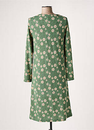 Robe mi-longue imprimé fleurs manches longues vert MD'M femme