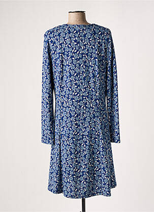 Robe mi-longue imprimé fleurs manches longues bleu MD'M femme