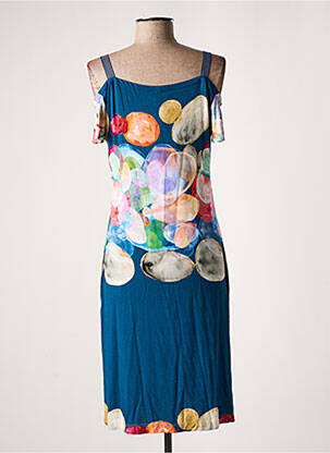 Robe mi-longue imprimé fantaisie manches courtes bleu LO! LES FILLES femme