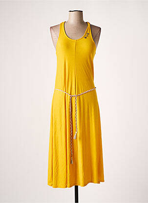 Robe mi-longue col rond fines bretelles jaune RAGWEAR femme