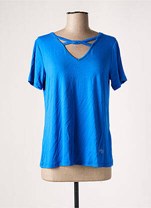 Top tissage jersey manches courtes bleu MALOKA femme