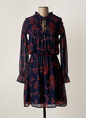 Robe mi-longue imprimé fleurs manches longues bleu GAUDI femme