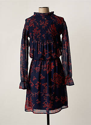 Robe mi-longue imprimé fleurs manches longues bleu GAUDI femme