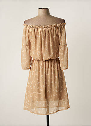 Robe courte manches 3/4 manches 3/4 beige GAUDI femme