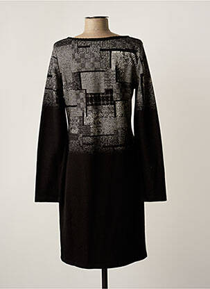 Robe mi-longue imprimé fantaisie manches longues noir LO! LES FILLES femme