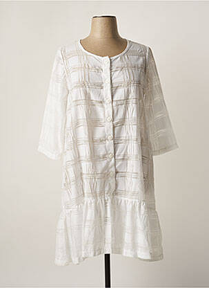 Robe mi-longue manches 3/4 manches 3/4 blanc G!OZE femme