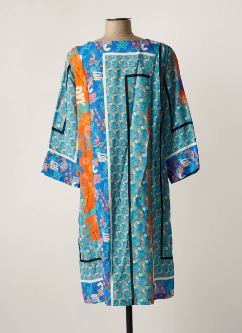 Robe mi-longue imprimé fantaisie manches longues bleu MADE IN SENS femme