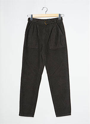 Pantalon large fermeture zippée sous rabat avec crochet taille normale gris INDEE femme