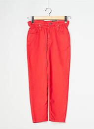 Jean coupe mom taille normale taille élastique rouge PLEASE fille