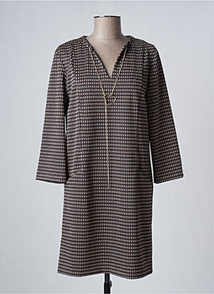 Robe mi-longue imprimé fantaisie manches longues noir LIU JO femme