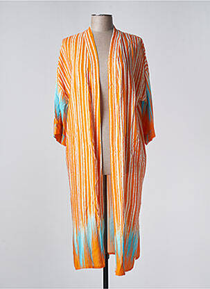 Veste kimono orange APRIL VINTAGE pour femme