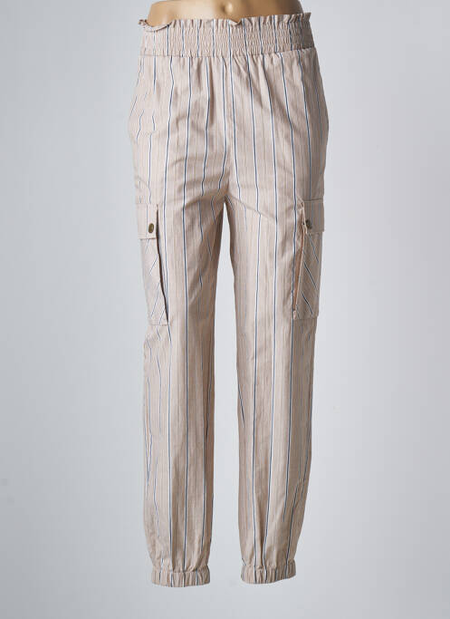 Pantalon droit tissage popeline taille haute beige TWINSET femme