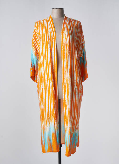 Veste kimono orange APRIL VINTAGE pour femme