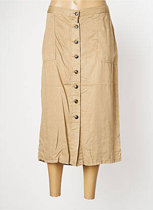 Jupe mi-longue coupe droite beige SIGNE NATURE femme