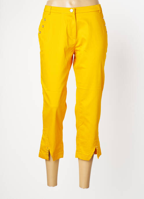Pantacourt coupe droite taille normale jaune CHRISTINE LAURE femme