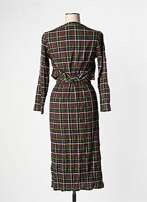 Robe mi-longue manches longues manches longues marron NICE THINGS femme