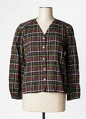 Chemisier coupe droite manches longues marron NICE THINGS femme