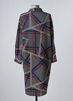 Robe mi-longue imprimé fantaisie manches longues noir GILMA D'AGO' femme
