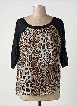 Blouse manches courtes manches courtes marron LUCY PARIS femme