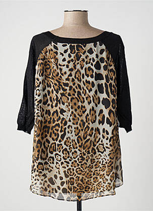 Blouse manches courtes manches courtes marron LUCY PARIS femme