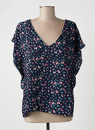 Blouse imprimé fantaisie manches courtes bleu VINTAGE LOOK femme