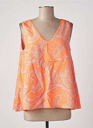 Top col v sans manche orange FRNCH femme