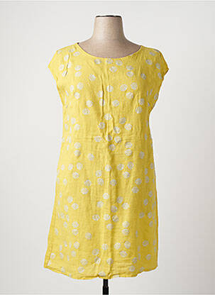 Robe mi-longue jaune MADE IN ITALY pour femme