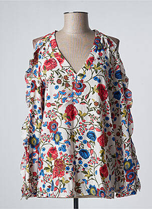 Blouse tissage popeline manches longues rouge ENZO LOCO femme