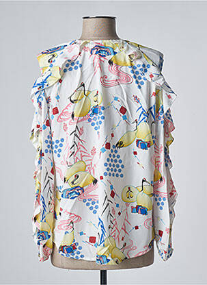 Blouse imprimé fleurs manches longues jaune JAD femme