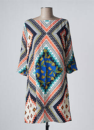 Robe mi-longue manches 3/4 manches 3/4 bleu VEGAS femme