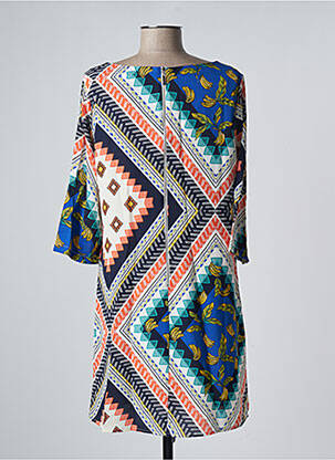 Robe mi-longue manches 3/4 manches 3/4 bleu VEGAS femme