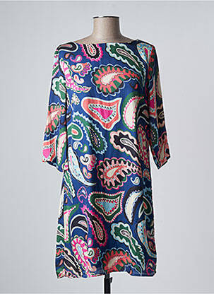 Robe courte manches 3/4 manches 3/4 bleu VEGAS femme
