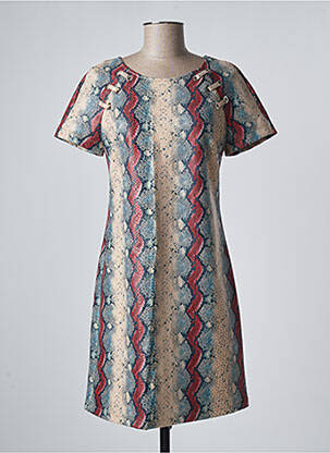 Robe mi-longue manches courtes manches courtes beige JUS D'ORANGE femme