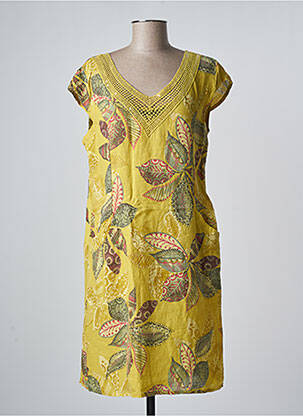 Robe courte jaune MADE IN ITALY pour femme
