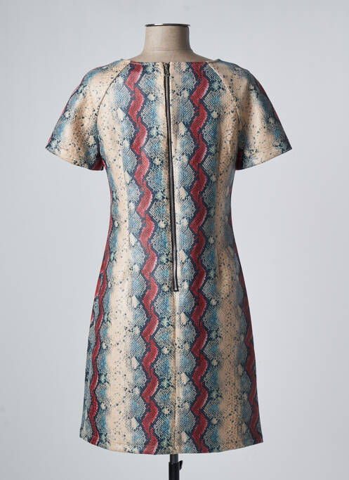 Robe mi-longue fermeture zippée au dos manches courtes beige JUS D'ORANGE femme