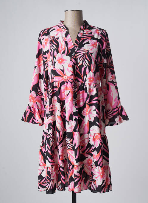 Robe courte manches 3/4 manches 3/4 rose JS MILLENIUM femme