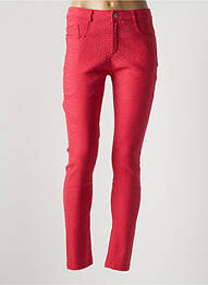 Pantalon slim tissage popeline taille haute rouge X-MAX femme