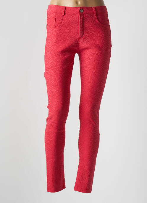 Pantalon slim tissage popeline taille haute rouge X-MAX femme