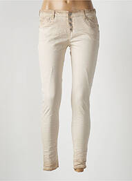 Jeans skinny stretch taille basse beige PLACE DU JOUR femme
