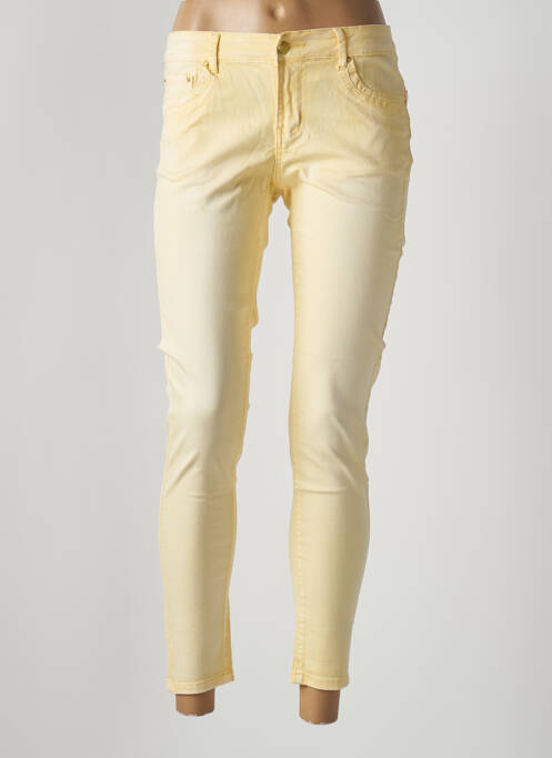 Pantalon 7/8 stretch taille basse jaune DENIM femme