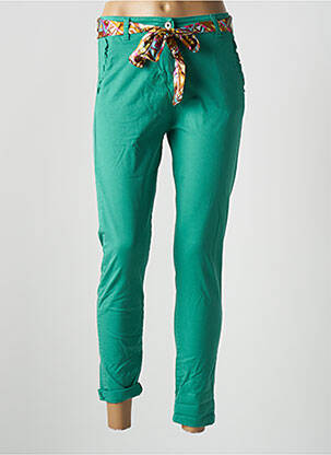 Pantalon 7/8 taille haute taille haute vert IZZY femme