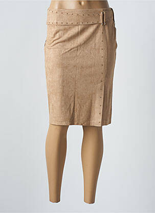 Jupe mi-longue taille à pinces beige JAUNE ROUGE femme