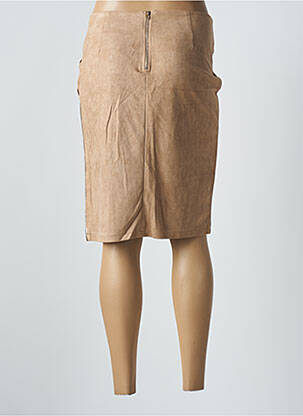 Jupe mi-longue taille à pinces beige JAUNE ROUGE femme