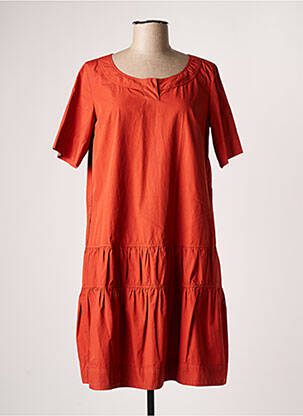 Robe mi-longue manches courtes manches courtes orange ROSSO 35 femme