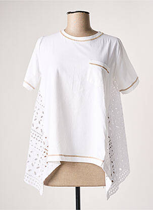 Top tissage jersey manches courtes blanc D.EXTERIOR femme